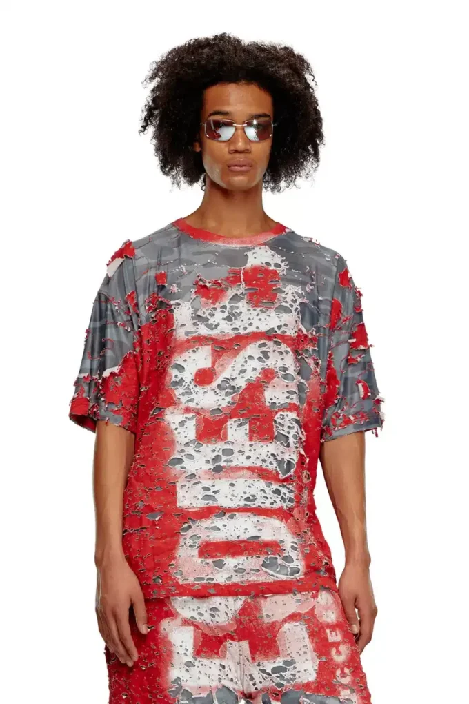 t-boxt-peel Logo T-shirt in destroyed jersey t-boxt-peel Logo T-shirt in destroyed jersey