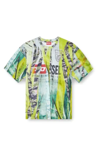 t-boxt-r13 T-shirt with trompe l’oeil cracked print