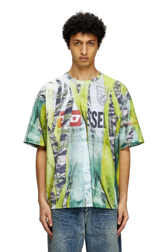 t-boxt-r13 T-shirt with trompe l’oeil cracked print t-boxt-r13 T-shirt with trompe l’oeil cracked print
