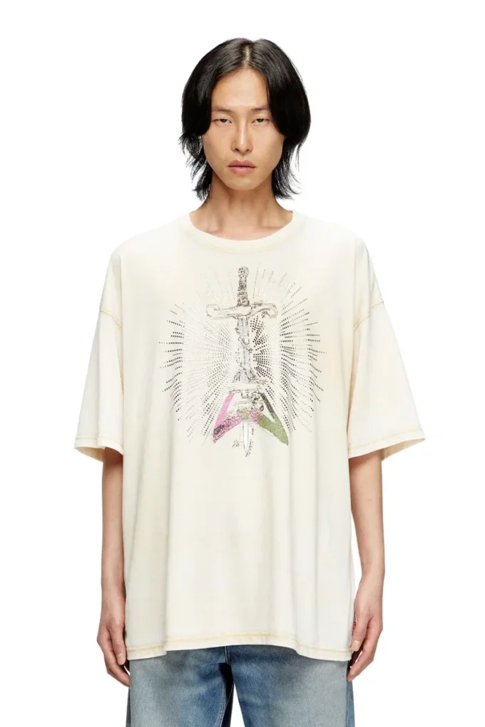 t-boxt-t18 T-shirt with sword print t-boxt-t18 T-shirt with sword print