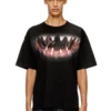 t-boxt-t21 Cotton t-shirt with Shark mouth print t-boxt-t21 Cotton t-shirt with Shark mouth print