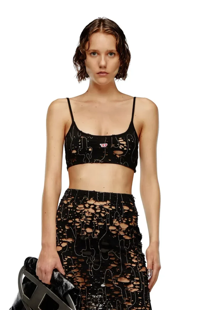 t-bra-dev Tulle bra top with destroyed jersey t-bra-dev Tulle bra top with destroyed jersey