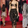o-leena Long devoré skirt in tulle and jersey o-leena Long devoré skirt in tulle and jersey