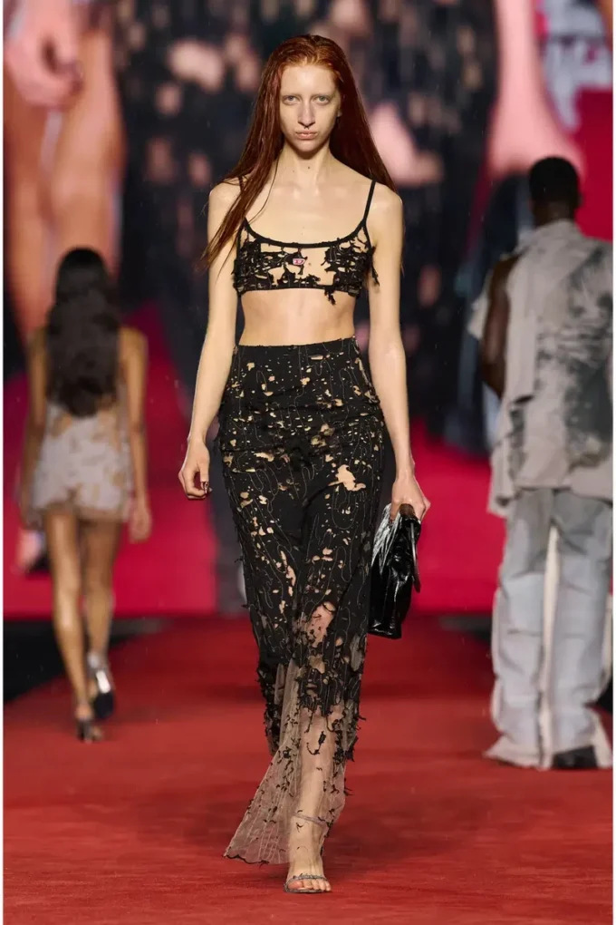 o-leena Long devoré skirt in tulle and jersey o-leena Long devoré skirt in tulle and jersey