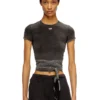 t-bunny-tail-r1 Denim-look T-shirt with wrap ties t-bunny-tail-r1 Denim-look T-shirt with wrap ties