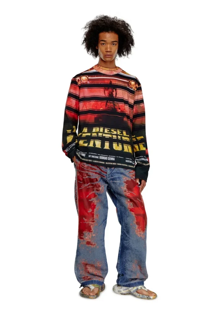 t-craneup-ls T-shirt with striped movie print t-craneup-ls T-shirt with striped movie print