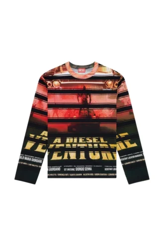 t-craneup-ls T-shirt with striped movie print