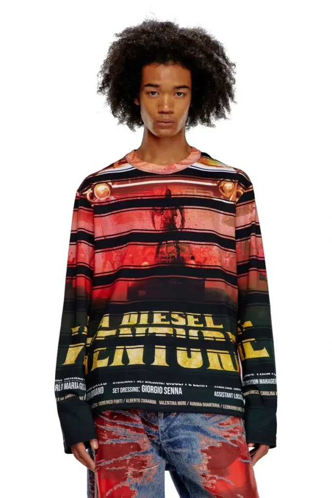 t-craneup-ls T-shirt with striped movie print t-craneup-ls T-shirt with striped movie print