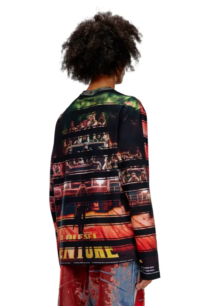 t-craneup-ls T-shirt with striped movie print t-craneup-ls T-shirt with striped movie print