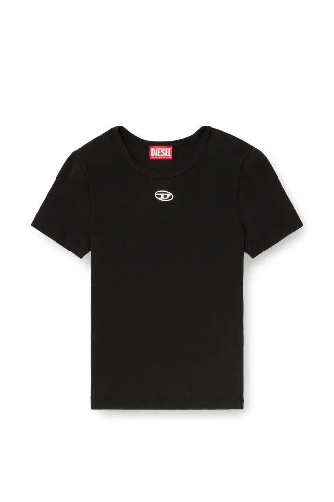 t-ele-long-od Slim ribbed T-shirt with metallic Oval D t-ele-long-od Slim ribbed T-shirt with metallic Oval D