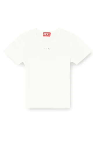 t-ele-long-od Slim ribbed T-shirt with metallic Oval D
