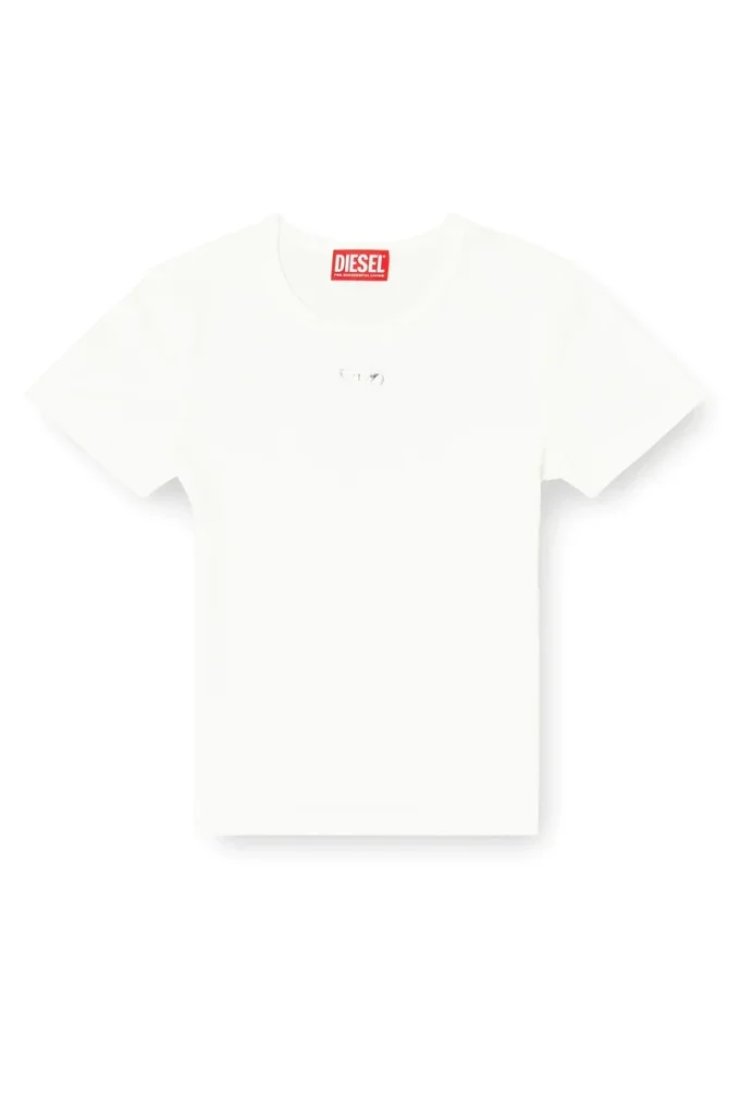 t-ele-long-od Slim ribbed T-shirt with metallic Oval D t-ele-long-od Slim ribbed T-shirt with metallic Oval D