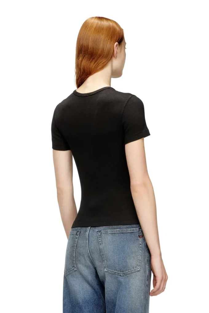 t-ele-long-od Slim ribbed T-shirt with metallic Oval D t-ele-long-od Slim ribbed T-shirt with metallic Oval D