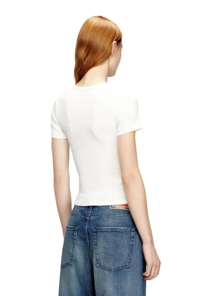 t-ele-long-od Slim ribbed T-shirt with metallic Oval D t-ele-long-od Slim ribbed T-shirt with metallic Oval D