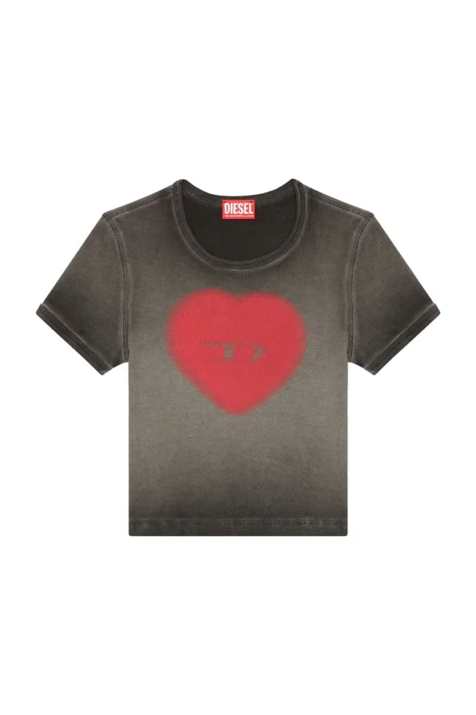 t-ele Ribbed T-shirt with watercolour heart D t-ele Ribbed T-shirt with watercolour heart D