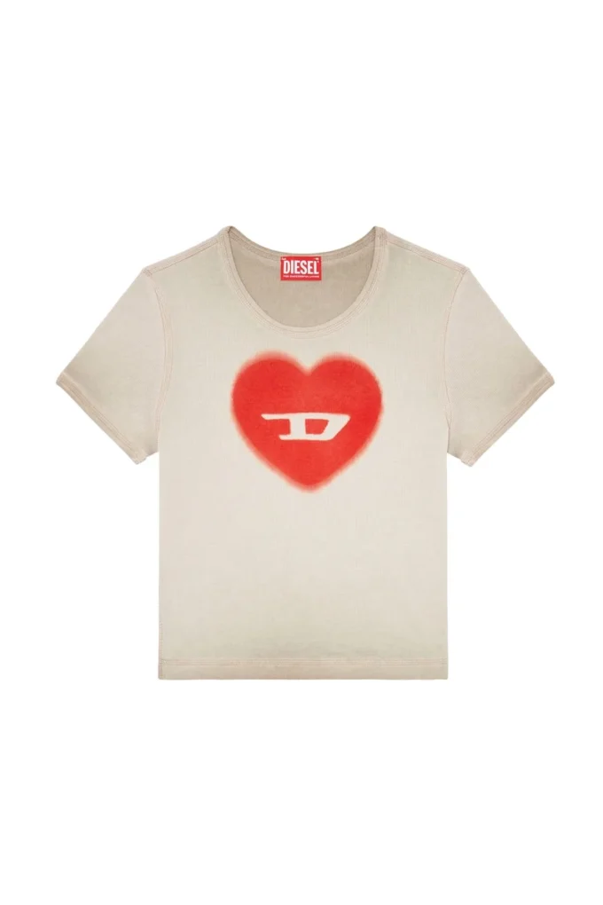 t-ele Ribbed T-shirt with watercolour heart D t-ele Ribbed T-shirt with watercolour heart D
