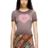 t-ele Ribbed T-shirt with watercolour heart D t-ele Ribbed T-shirt with watercolour heart D