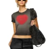t-ele Ribbed T-shirt with watercolour heart D t-ele Ribbed T-shirt with watercolour heart D