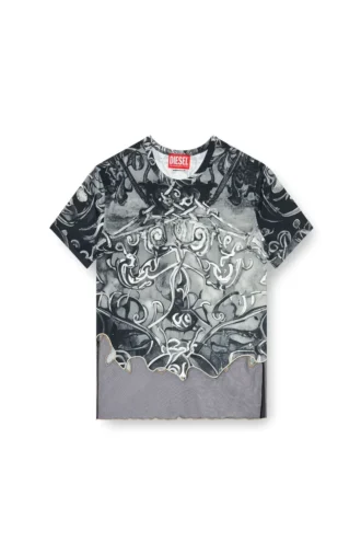 t-inlay Nylon T-shirt with Heraldic print