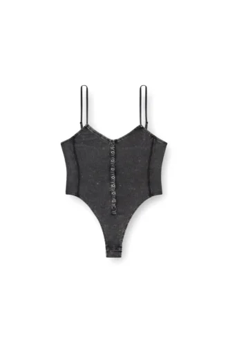 t-ley Thong bodysuit in marbled ribbed jersey
