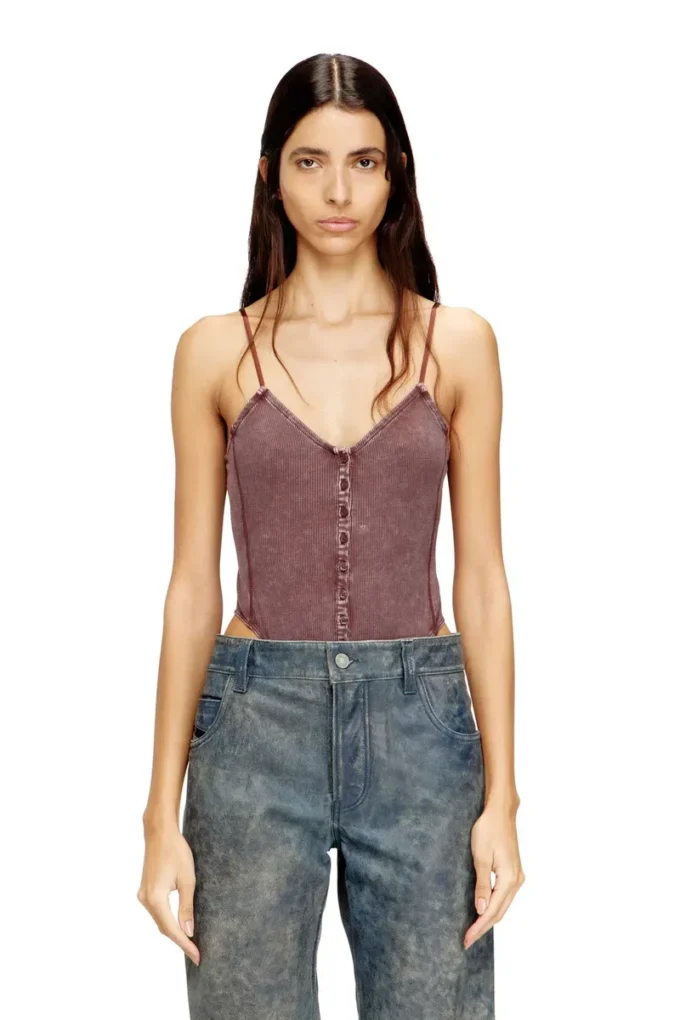 t-ley Thong bodysuit in marbled ribbed jersey t-ley Thong bodysuit in marbled ribbed jersey