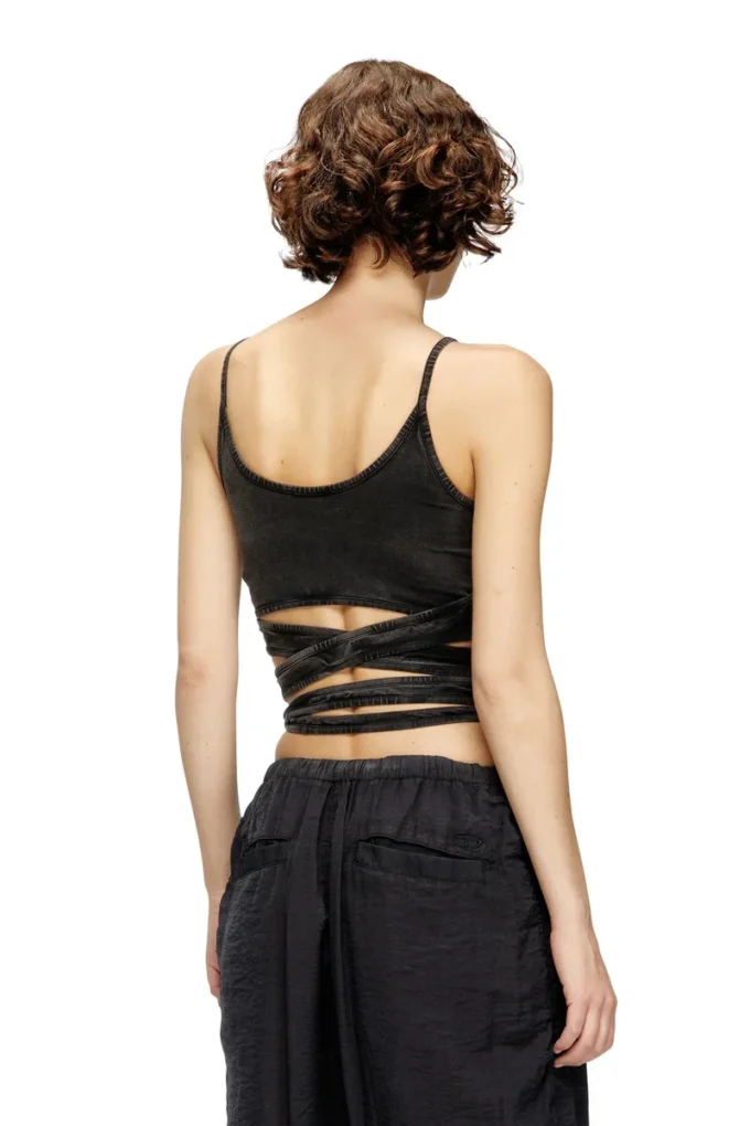 t-leya-tail-r1 Denim-look vest top with wrap ties t-leya-tail-r1 Denim-look vest top with wrap ties