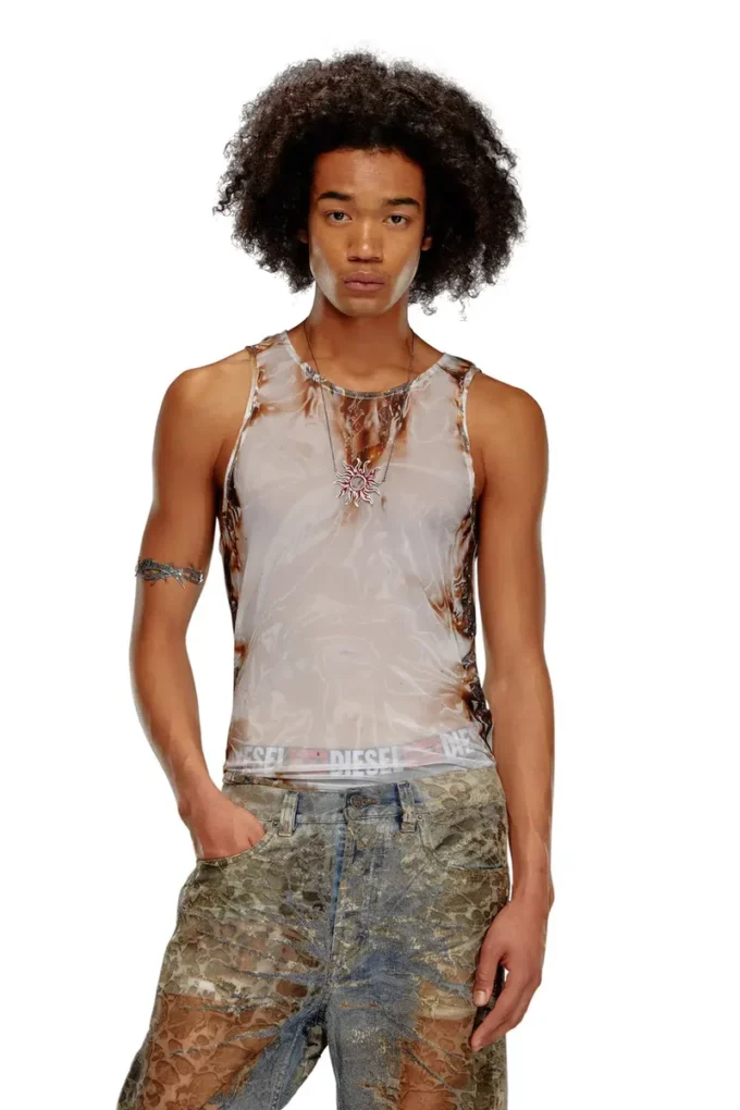t-lifty-burn-art Tulle tank with burning plastic print t-lifty-burn-art Tulle tank with burning plastic print