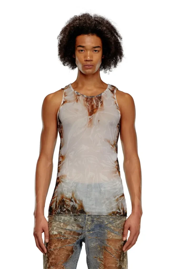 t-lifty-burn-art Tulle tank with burning plastic print t-lifty-burn-art Tulle tank with burning plastic print