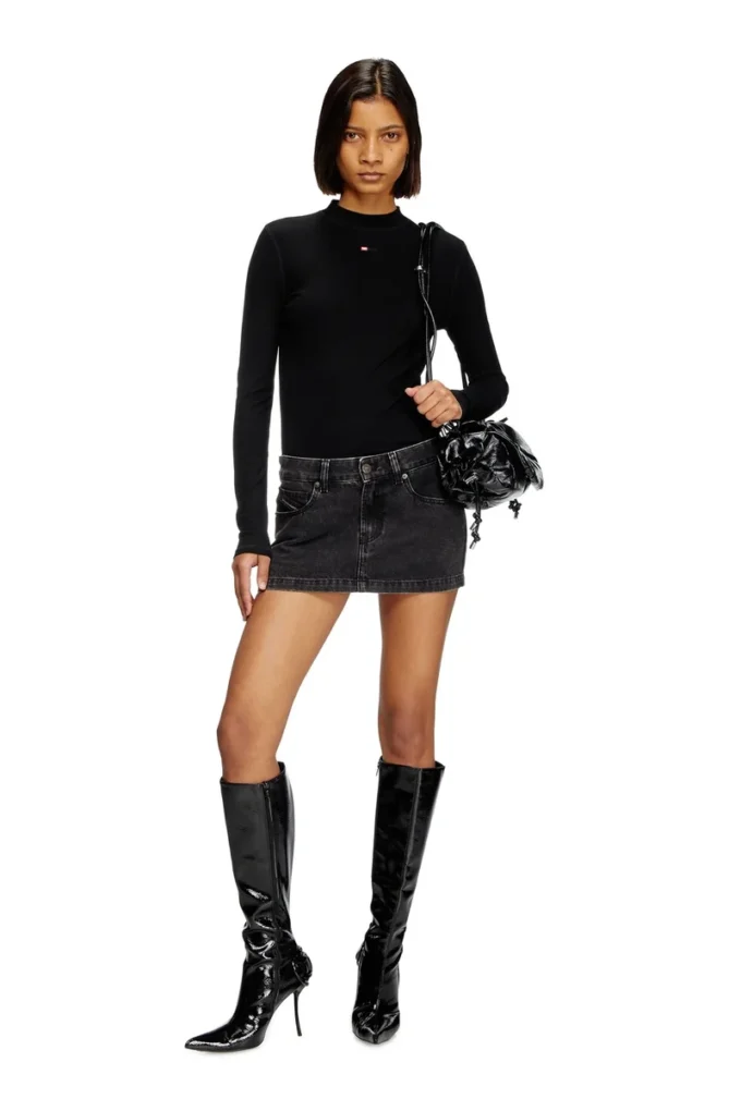 t-mokky-ls-microdiv Mock-neck top with micro logo