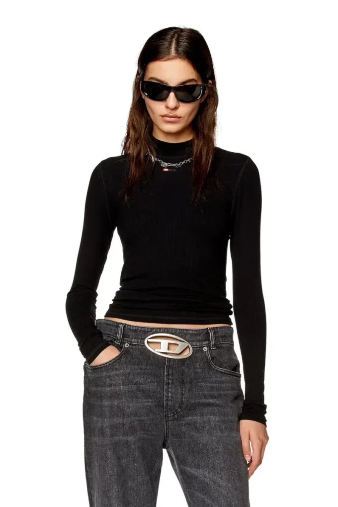 t-mokky-ls-microdiv Ribbed top with mock neck t-mokky-ls-microdiv Ribbed top with mock neck