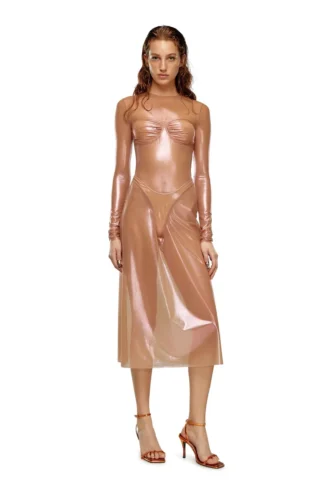 t-nikki Metallic tulle top with bra detail