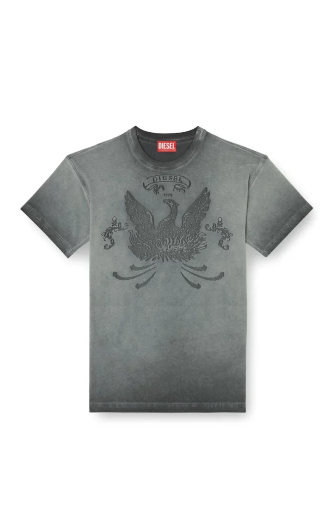 t-norm-t9 T-shirt with phoenix devoré t-norm-t9 T-shirt with phoenix devoré