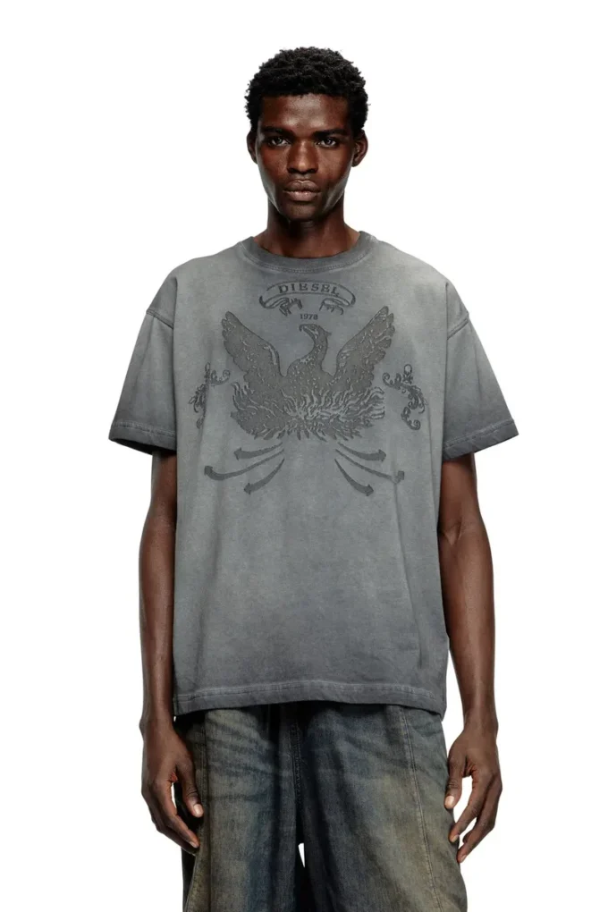 t-norm-t9 T-shirt with phoenix devoré t-norm-t9 T-shirt with phoenix devoré