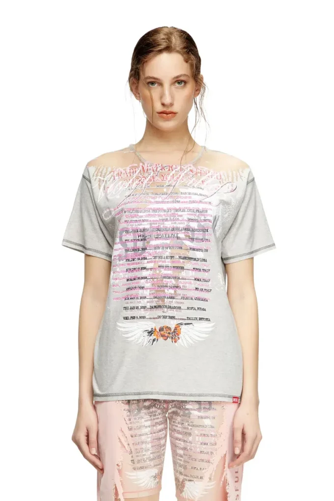 t-normac Crew neck T-shirt with lyrics print t-normac Crew neck T-shirt with lyrics print