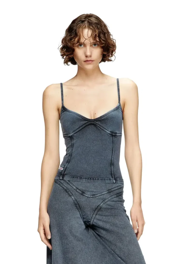 t-ony Strappy top in denim-look jersey t-ony Strappy top in denim-look jersey