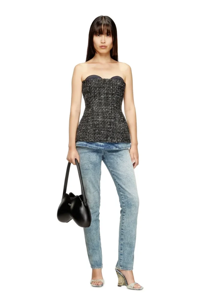 t-orset Bouclé corset top with ultra-low cut t-orset Bouclé corset top with ultra-low cut