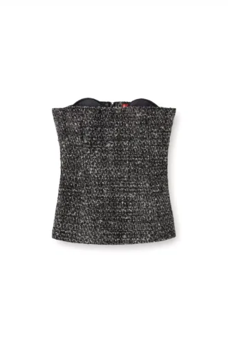 t-orset Bouclé corset top with ultra-low cut