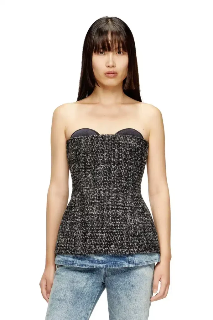 t-orset Bouclé corset top with ultra-low cut t-orset Bouclé corset top with ultra-low cut
