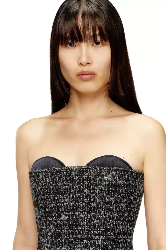 t-orset Bouclé corset top with ultra-low cut t-orset Bouclé corset top with ultra-low cut