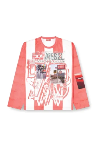 t-ruby Striped long-sleeve T-shirt with photo patches