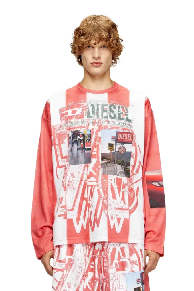 t-ruby Striped long-sleeve T-shirt with photo patches t-ruby Striped long-sleeve T-shirt with photo patches