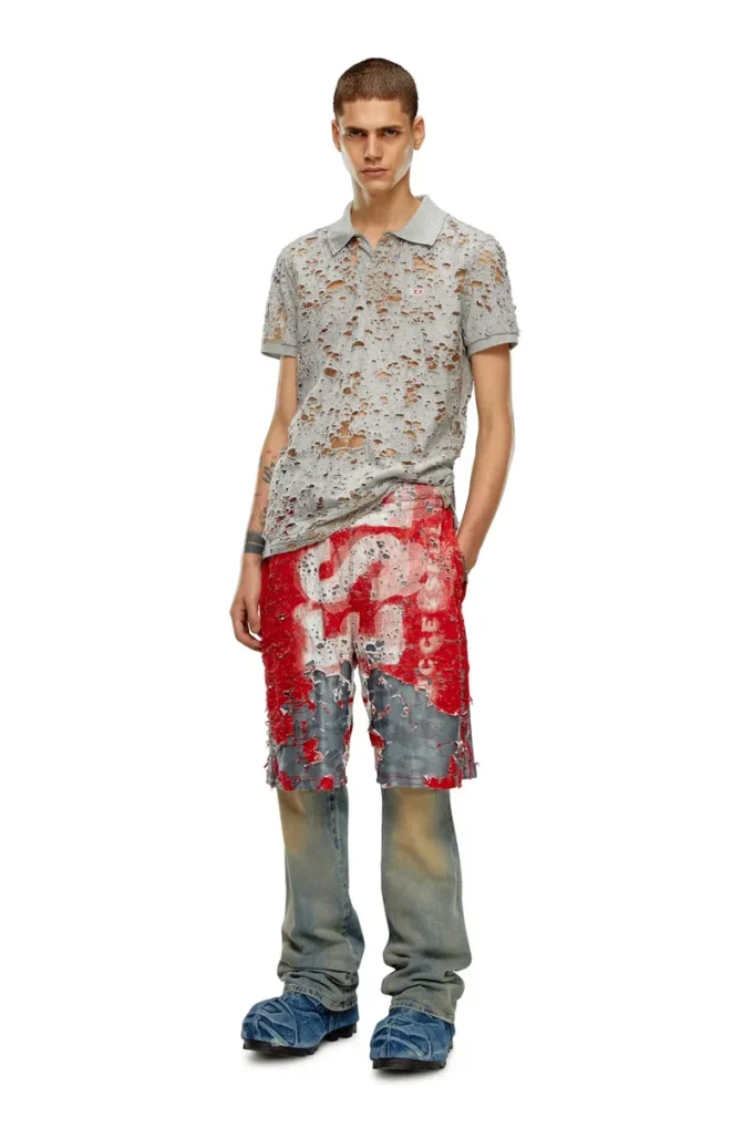 t-smith-devor Tulle polo shirt with destroyed jersey t-smith-devor Tulle polo shirt with destroyed jersey