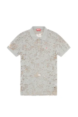 t-smith-devor Tulle polo shirt with destroyed jersey