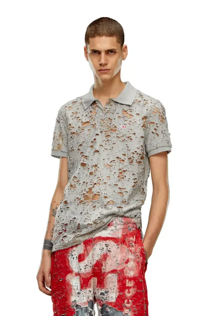 t-smith-devor Tulle polo shirt with destroyed jersey t-smith-devor Tulle polo shirt with destroyed jersey