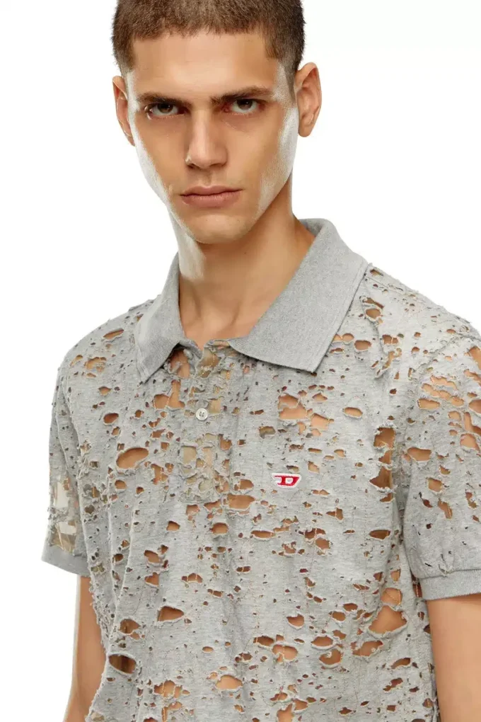 t-smith-devor Tulle polo shirt with destroyed jersey t-smith-devor Tulle polo shirt with destroyed jersey
