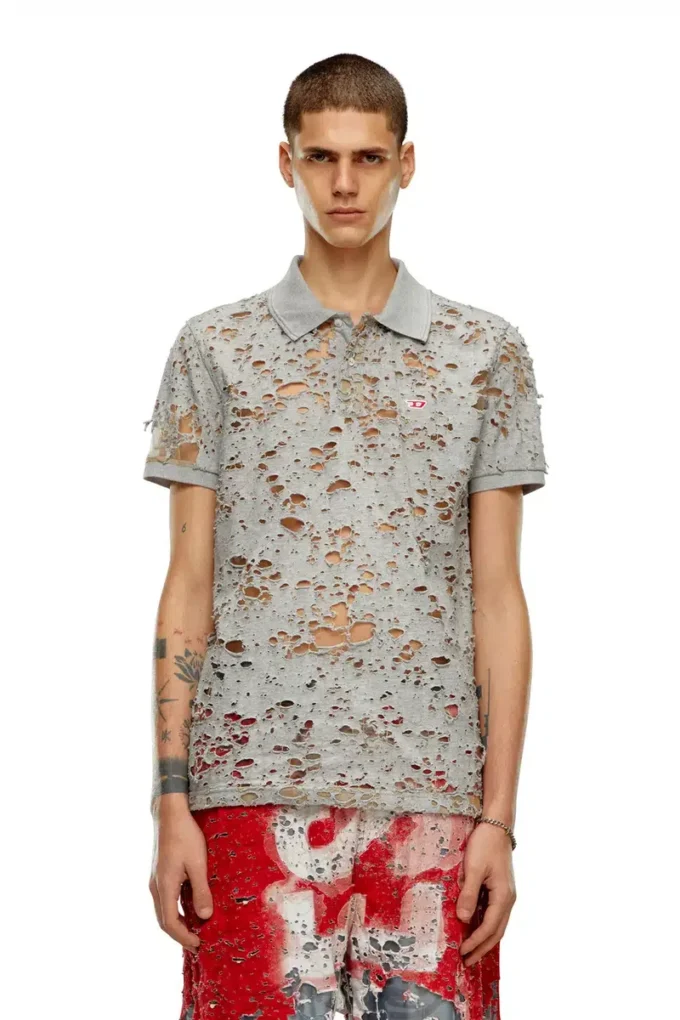 t-smith-devor Tulle polo shirt with destroyed jersey t-smith-devor Tulle polo shirt with destroyed jersey