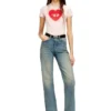 t-uncuties-long-s5 Slim T-shirt with heart print and studs t-uncuties-long-s5 Slim T-shirt with heart print and studs