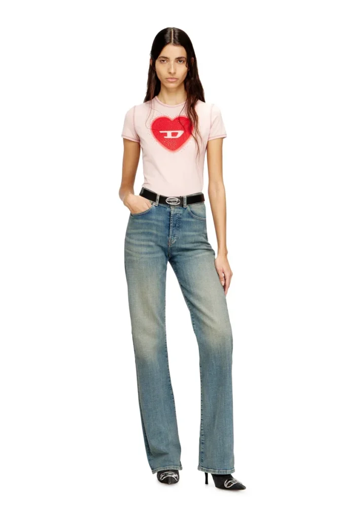 t-uncuties-long-s5 Slim T-shirt with heart print and studs t-uncuties-long-s5 Slim T-shirt with heart print and studs