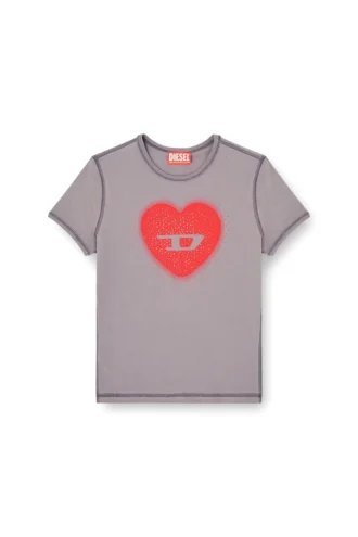 t-uncuties-long-s5 Slim T-shirt with heart print and studs