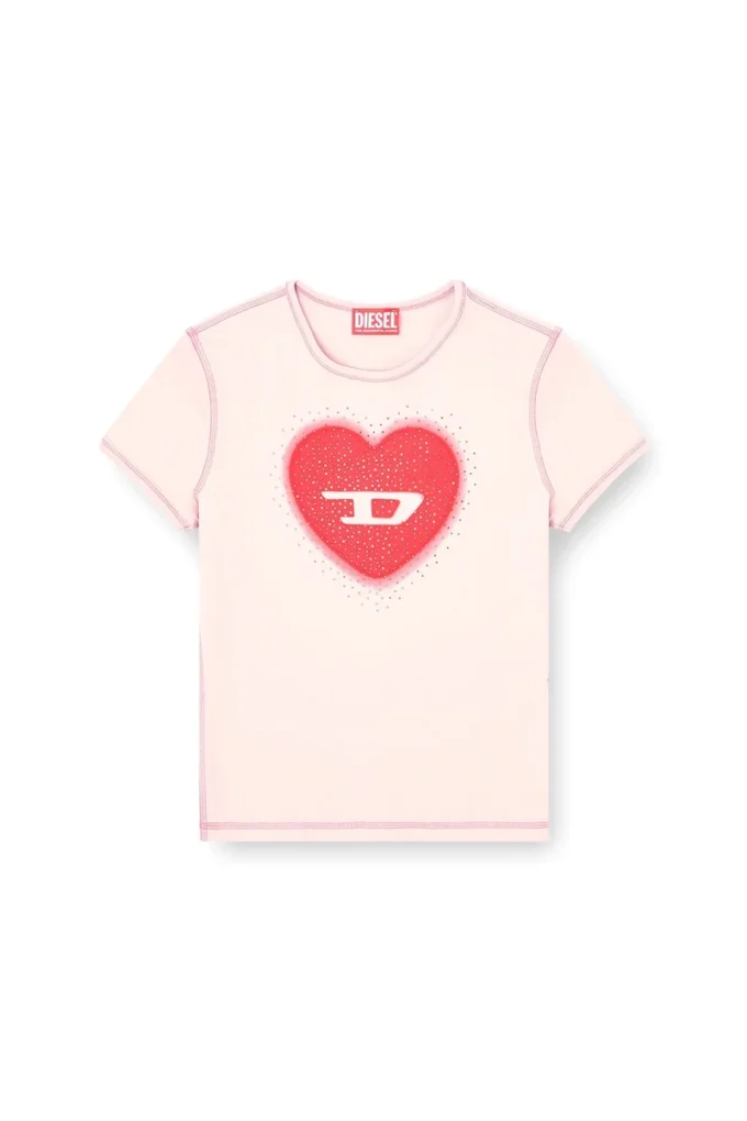 t-uncuties-long-s5 Slim T-shirt with heart print and studs t-uncuties-long-s5 Slim T-shirt with heart print and studs